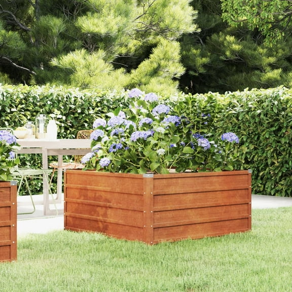 vidaXL Garden Raised Bed Rusty 39.4"x39.4"x17.7" Corten Steel