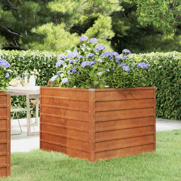 vidaXL Garden Raised Bed Rusty 39.4"x39.4"x30.3" Corten Steel