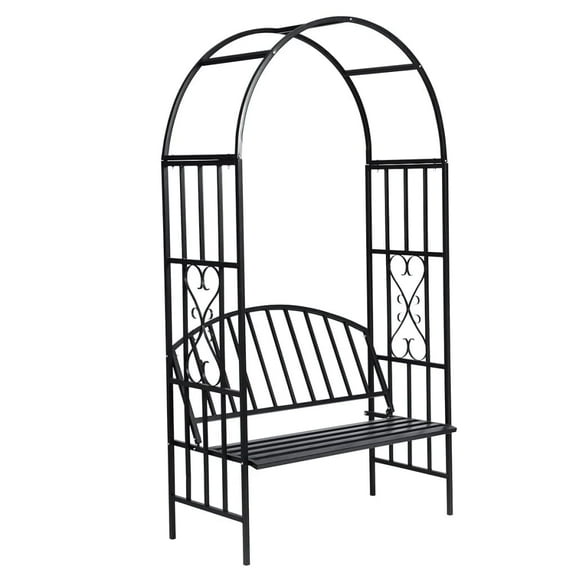 vidaXL Garden Rose Arch 827" Black Powder-coated Metal Arbor, Weather Resistant Design