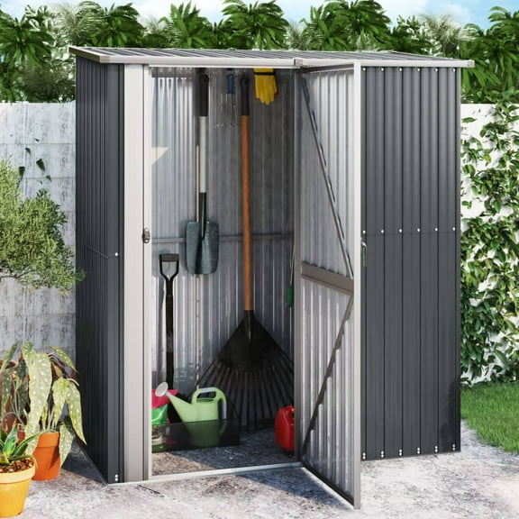 vidaXL Garden Shed Anthracite Galvanized steel, plastic Large Durable