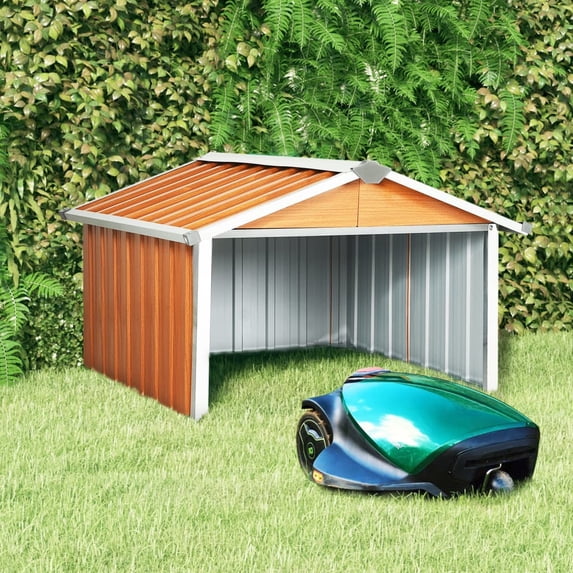 vidaXL Garden Shed Brown Galvanized Steel Medium Durable Garden Shed