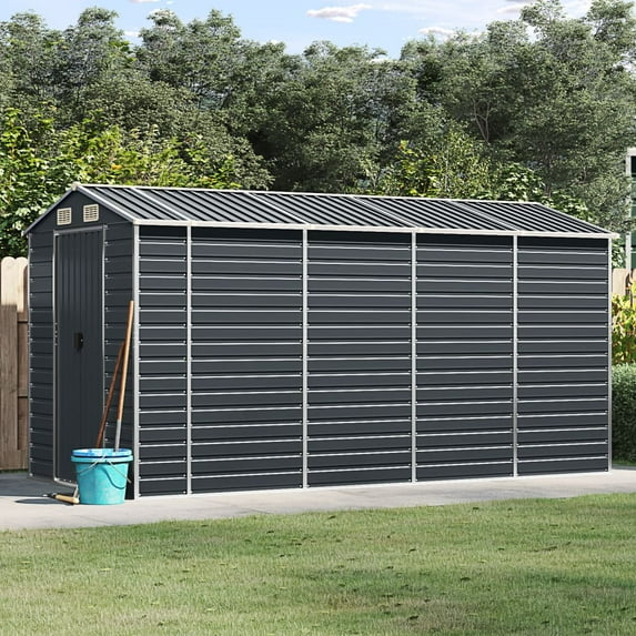 vidaXL Garden Shed Metal Outdoor Storage Shed Anthracite Galvanized Steel
