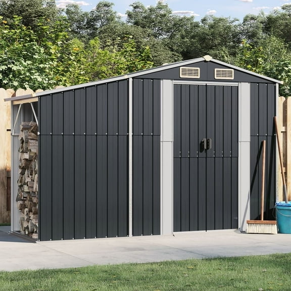 vidaXL Garden Shed Anthracite Galvanized steel and PP (polypropylene)