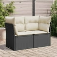 thumbnail image 1 of vidaXL Garden Sofa Black PE Rattan 2-seater Removable Covers, 1 of 6