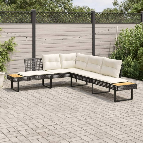 vidaXL Garden Sofa Black and Cream White