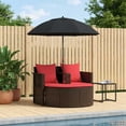 thumbnail image 1 of vidaXL Garden Sofa Brown and Red 66.14 x 66.14 x 70.87 in Poly Rattan, 1 of 6