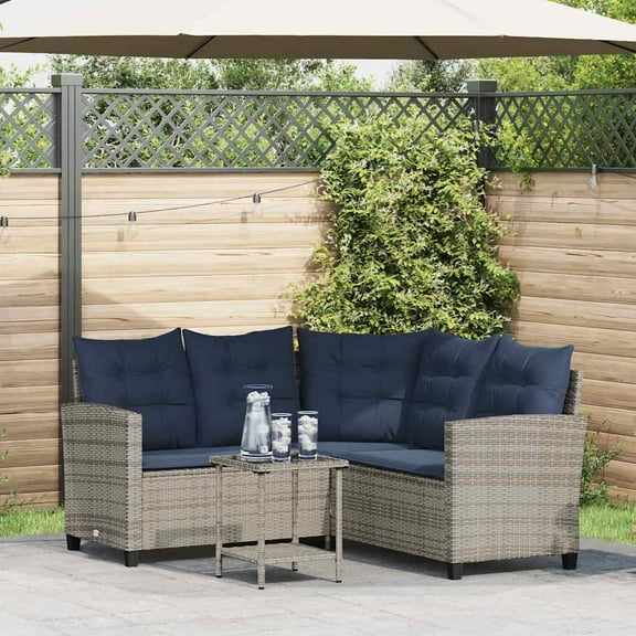 vidaXL Garden Sofa Grey PE rattan Medium Adjustable Feet