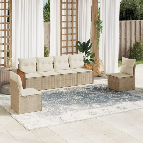 vidaXL Garden Sofa Set Beige, Cream White