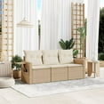 thumbnail image 1 of vidaXL Garden Sofa Set Beige, Cream white PE Rattan Three-seater, 1 of 9
