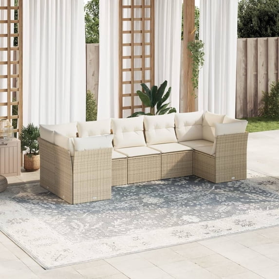 vidaXL Garden Sofa Set Beige, Cream