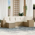 thumbnail image 1 of vidaXL Garden Sofa Set Beige Poly Rattan Large Removable Covers, 1 of 10