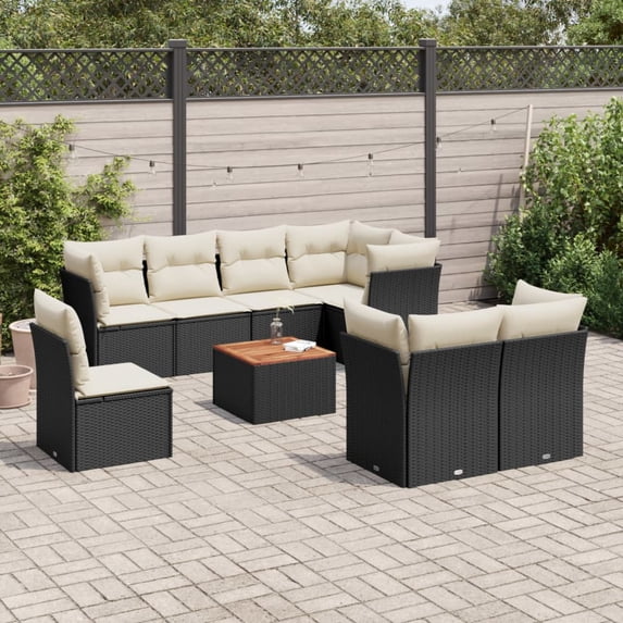 vidaXL Garden Sofa Set Black, Black and Brown, Cream White