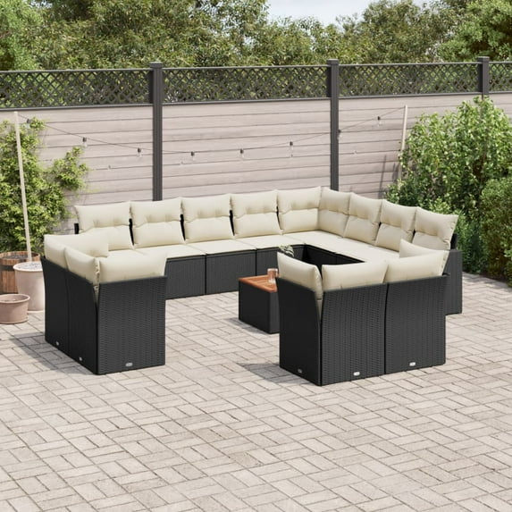 vidaXL Garden Sofa Set Black, Cream White, Brown