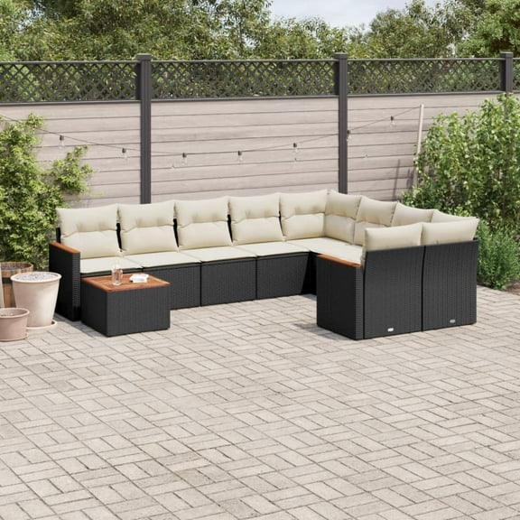 vidaXL Garden Sofa Set Black, Cream White