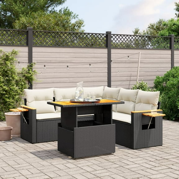vidaXL Garden Sofa Set Black, Cream White