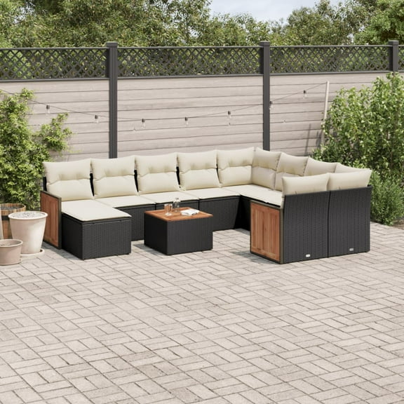 vidaXL Garden Sofa Set Black, Cream White