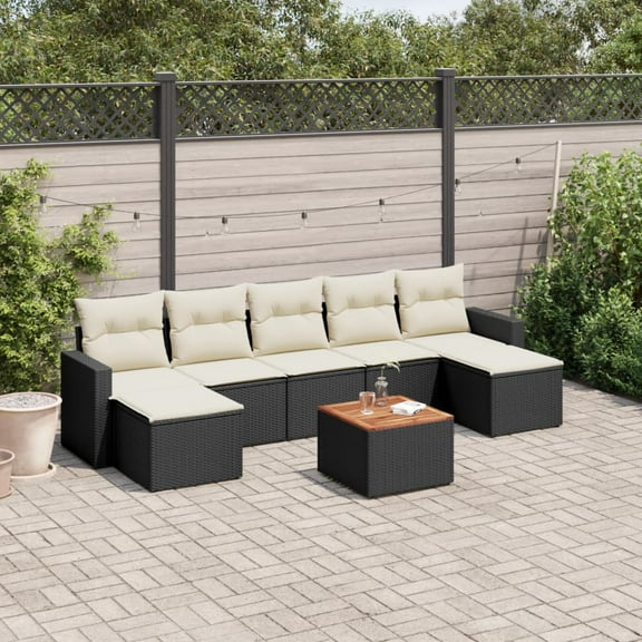 vidaXL Garden Sofa Set Black, Cream White