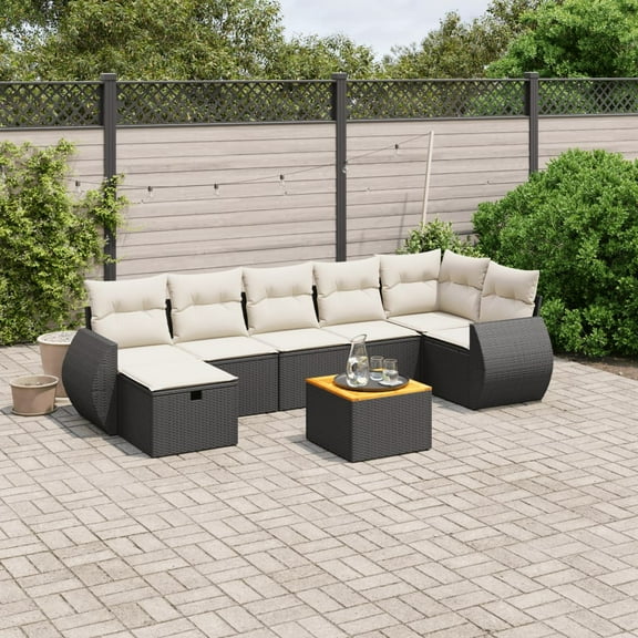 vidaXL Garden Sofa Set Black, Cream White