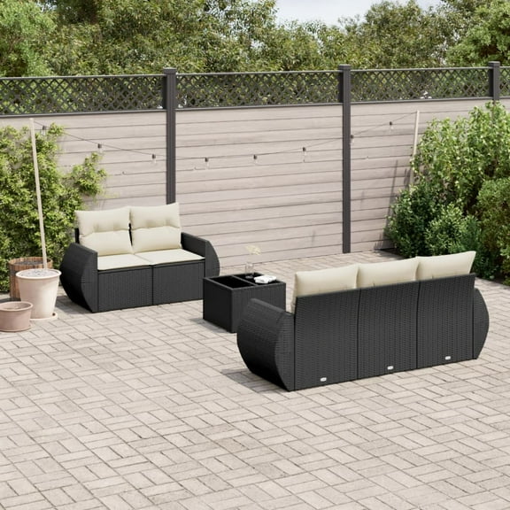 vidaXL Garden Sofa Set Black, Cream White