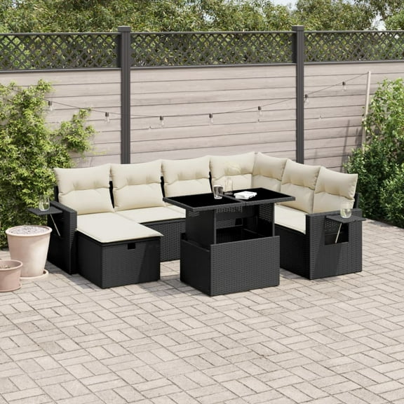 vidaXL Garden Sofa Set Black PE Rattan Large Modular Garden Sofa Set