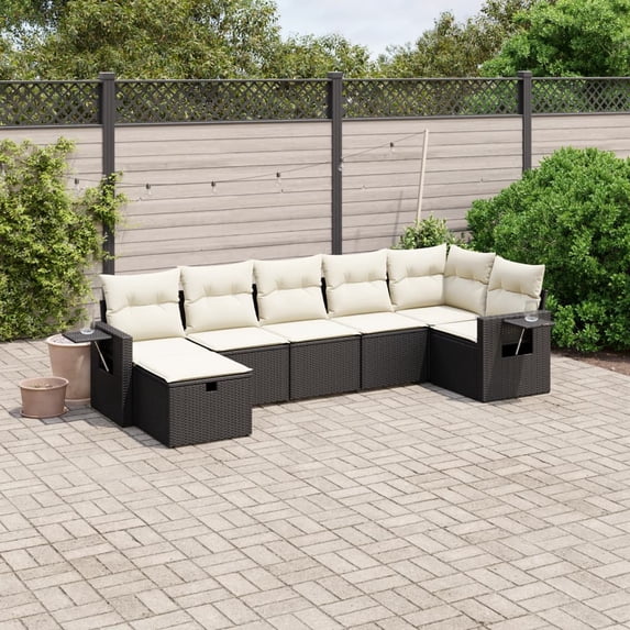 vidaXL Garden Sofa Set Black PE Rattan, Steel Large Modular