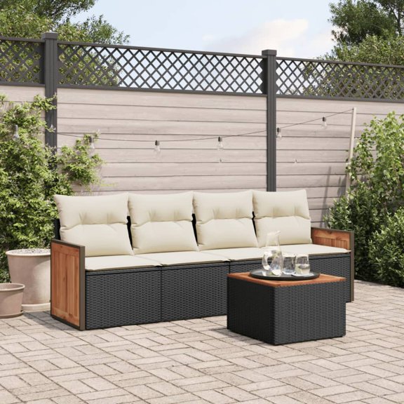 vidaXL Garden Sofa Set Black PE Rattan