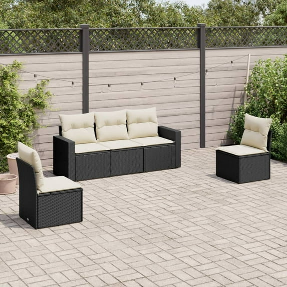 vidaXL Garden Sofa Set Black PE rattan Large Adjustable Feet
