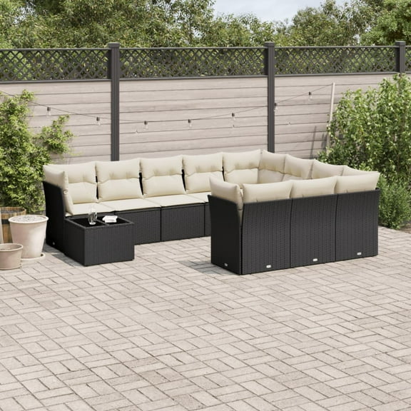 vidaXL Garden Sofa Set Black PE rattan Large Modular Garden Sofa Set