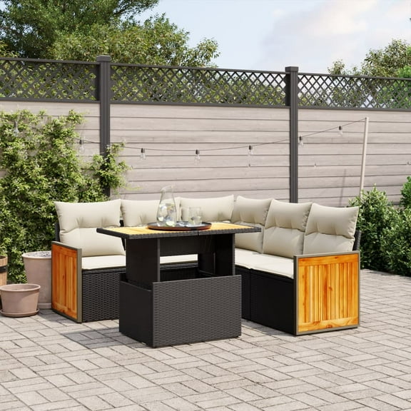 vidaXL Garden Sofa Set Black and Cream White