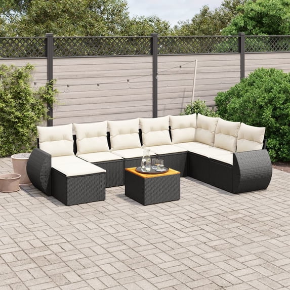 vidaXL Garden Sofa Set Black and Cream White