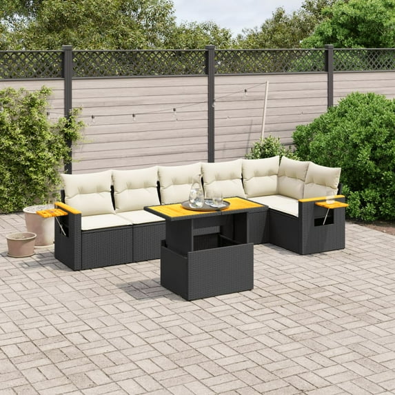 vidaXL Garden Sofa Set Black and Cream White