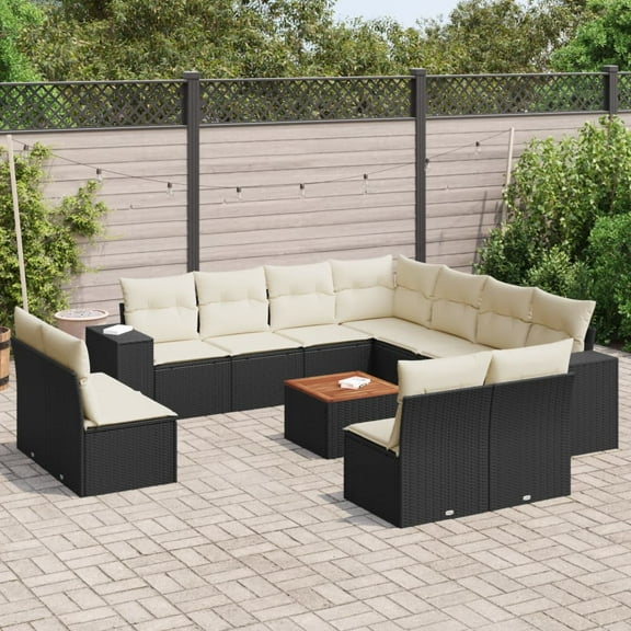 vidaXL Garden Sofa Set Black