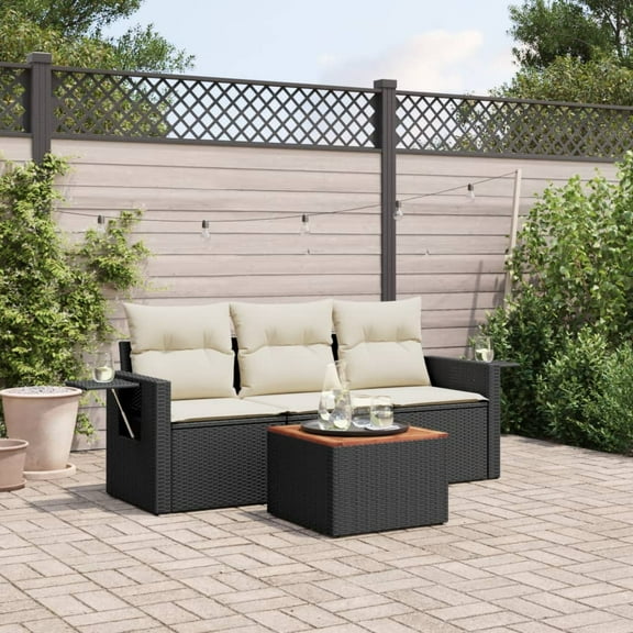 vidaXL Garden Sofa Set Black