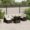 thumbnail image 1 of vidaXL Garden Sofa Set Brown, Cream PE Rattan, Powder-Coated Steel Large, 1 of 10