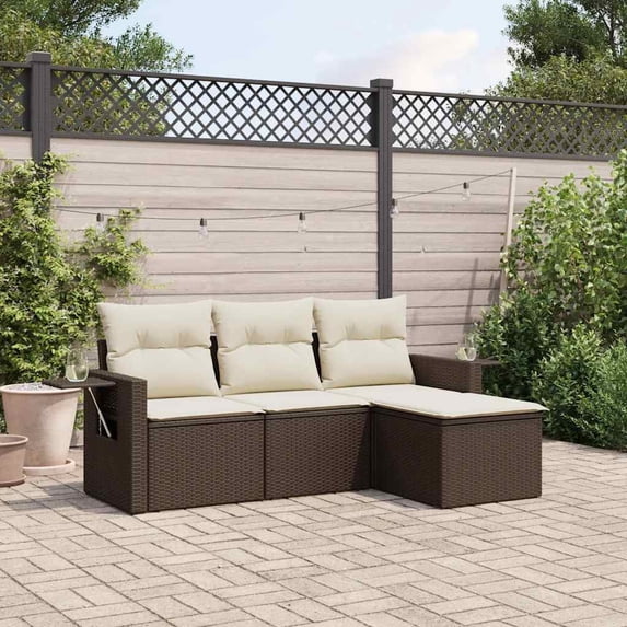 vidaXL Garden Sofa Set Brown PE Rattan Large Foldable Garden Sofa Set