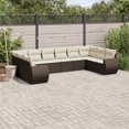 thumbnail image 1 of vidaXL Garden Sofa Set Brown PE Rattan, Powder-Coated Steel, Polyester, 1 of 6