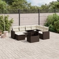 thumbnail image 1 of vidaXL Garden Sofa Set Brown PE Rattan, Powder-Coated Steel, Tempered Glass, 1 of 9