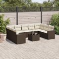 thumbnail image 1 of vidaXL Garden Sofa Set Brown Poly Rattan, Cream White Cushions, 1 of 4