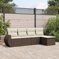 thumbnail image 1 of vidaXL Garden Sofa Set Brown and Cream White, 1 of 9