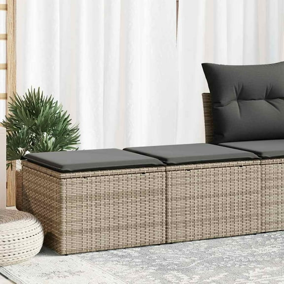 vidaXL Garden Sofa Set Gray PE rattan, powder-coated steel, polyester