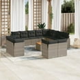 thumbnail image 1 of vidaXL Garden Sofa Set Grey PE Rattan Large Adjustable Armrests, 1 of 5
