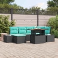 thumbnail image 1 of vidaXL Garden Sofa Set with Storage 7 pcs Black Poly rattan, 1 of 2