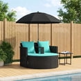 thumbnail image 1 of vidaXL Garden Sofa with Cushion 8 pcs Black and Turquoise Poly Rattan, 1 of 6