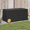 thumbnail image 1 of vidaXL Garden Storage Box with Wheels Black 50.2 Gal Poly Rattan, 1 of 10
