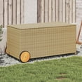 thumbnail image 1 of vidaXL Garden Storage Box with Wheels Mix Beige 50.2 Gal Poly Rattan, 1 of 10