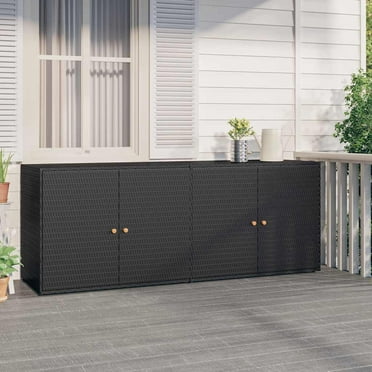 vidaXL Garden Storage Cabinet Black 78"x21.9"x31.5" Poly Rattan