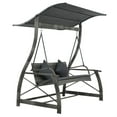thumbnail image 1 of vidaXL Garden Swing Bench Poly Rattan Gray 65.7"x51.2"x70", 1 of 3