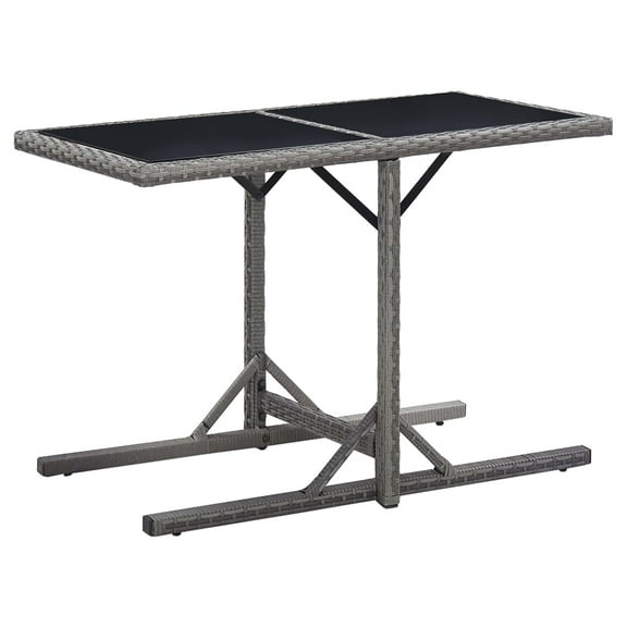 vidaXL Garden Table Anthracite 43.3"x20.9"x28.3" Glass and Poly Rattan, 46455