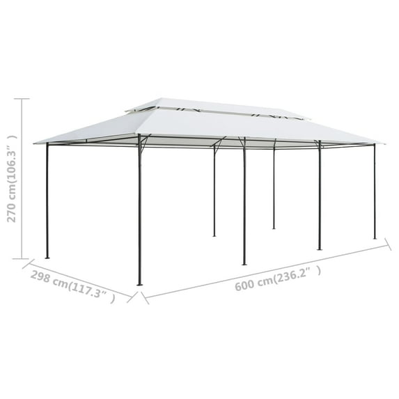 vidaXL Gazebo 236.2"x117.3"x106.3" White 0.6 oz/ft²