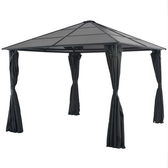 vidaXL Gazebo Canopy Party Tent Patio Pavilion with Curtains Aluminum Black